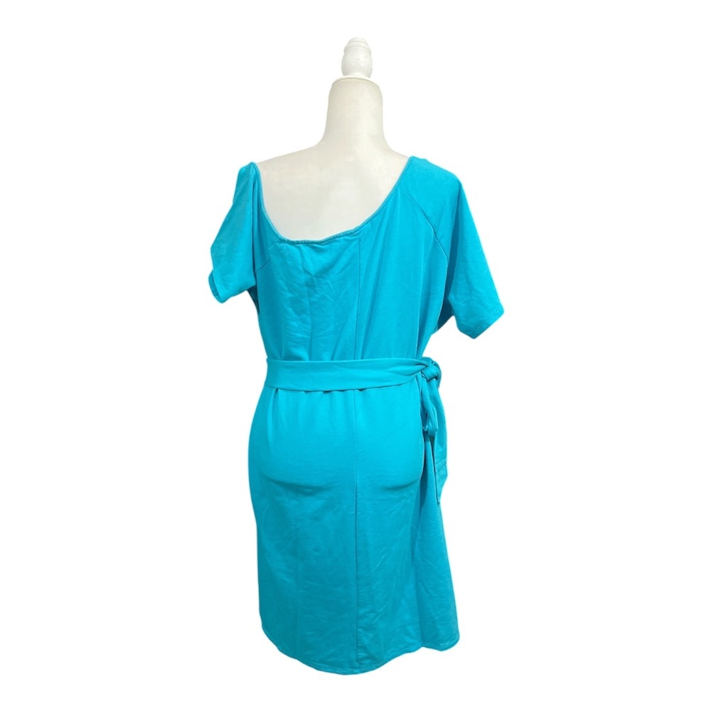 Torrid Callie Tshirt Dress Plus Size 2X Off Shoulder Teal NWT Short Sleeve Belt - Picture 2 of 7